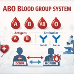 abo blood group system showing a, b, ab and o blood types